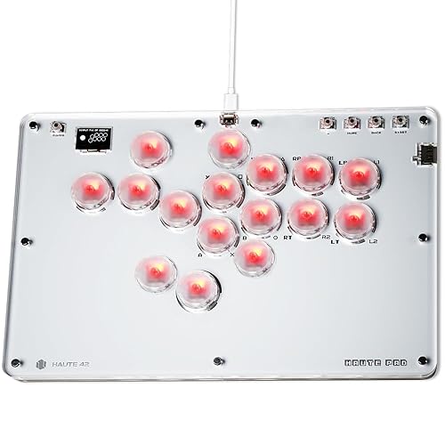 Sehawei Haute42 Arcade Stick 16Keys All-Button Gamerfinger with Turbo Functions & Custom RGB,Arcade Controller Street Fight for PC/Ps3/Ps4/Switch/Steam Game Keyboard-Supports Hot Swap & SOCD - T16 White