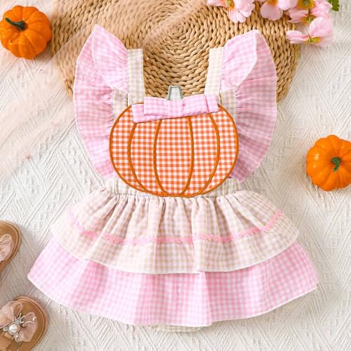 Halloween Baby Outfit Pumpkin Embroidery Bubble Short Sleeve Romper Newborn First Halloween Outfit Toddler Fall Bodysuit2