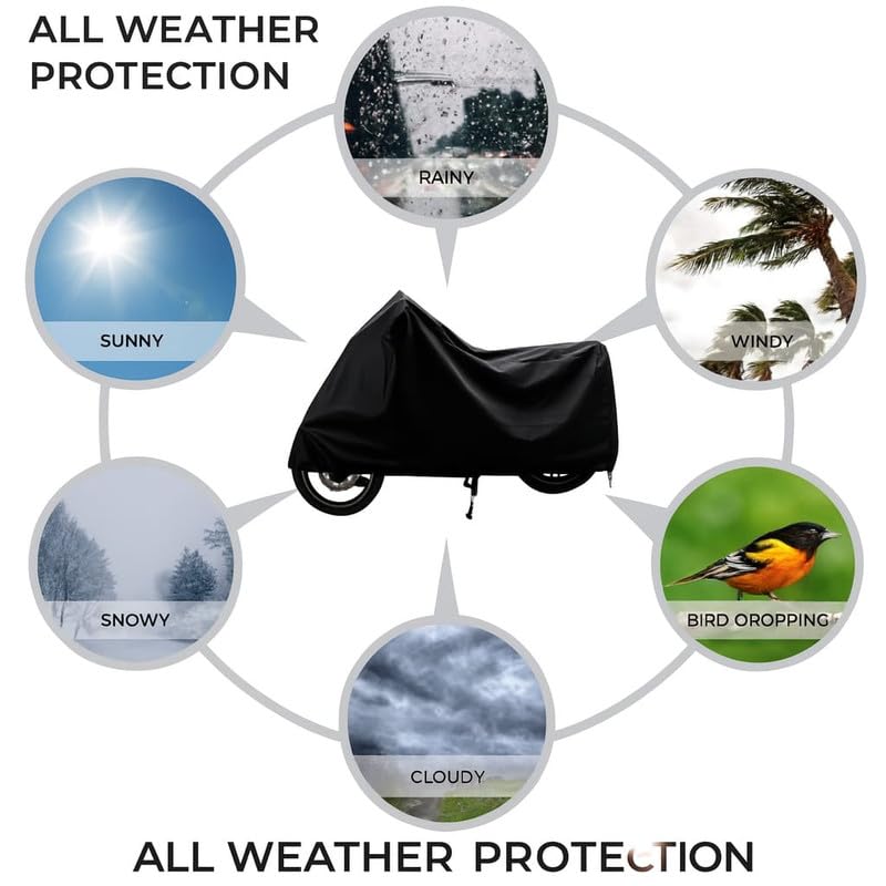 Image of Waterproof Bike Cover Compatible for Royal Enfield Meteor 350 | Dustproof & UV Protection Two Wheeler Body Cover for Outdoor & Indoor (Black)