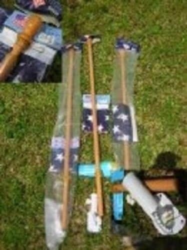 AES 6 Foot Wood-Grain Telescoping Flag Pole Flagpole Kit w/Bracket
