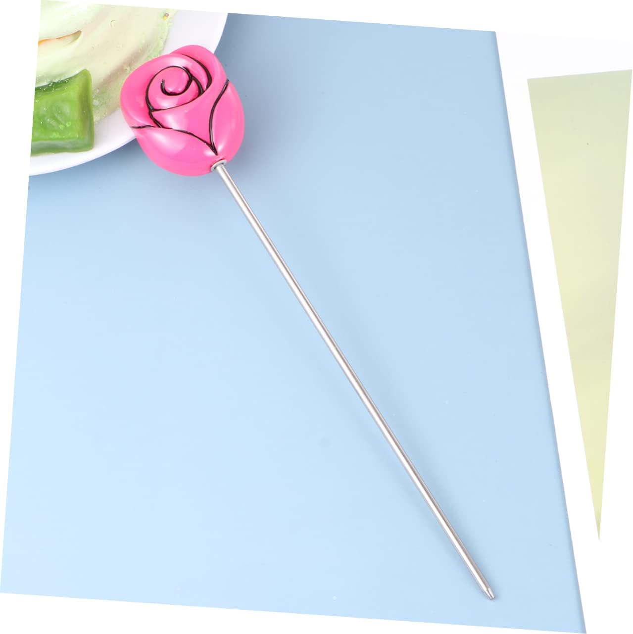 PRETYZOOM 2pcs Stainless Steel Cake Tester Baking Tool Rose Head Pattern for Muffin and Bread Testing