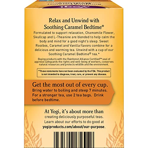 Yogi Tea Soothing Caramel Bedtime Tea - 16 Tea Bags per Pack (6 Packs) - Calming Sleep Tea - Supports Good Sleep - Includes Chamomile Flower, Rooibos Leaf, Roasted Chicory Root & More - Image 3