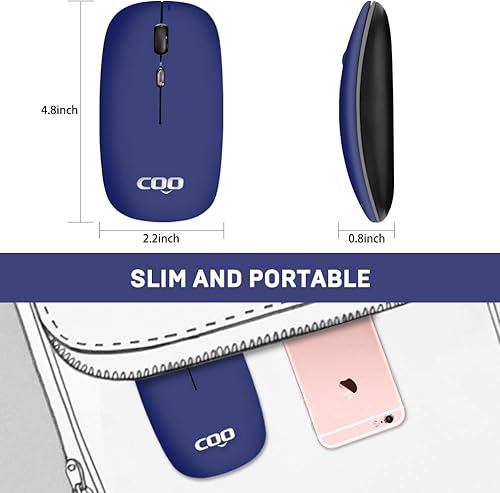 Miniatura 6 de COO Ratón inalámbrico, LED delgado modo dual (Bluetooth 5.1 y 2.4G inalámbrico) recargable LED inalámbrico con 3 DPI ajustables para iPad OS 13,