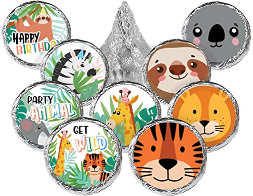 Distinctivs KIS-KB-088 Wild Jungle Birthday Party Favor Stickers cover