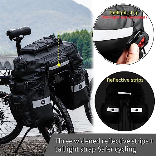 BAIGIO Fahrradtasche 3-in-1 Multifunction wasserdichte Gepäckträgertasche 75L Radfahren Gepäckträger Tasche hinten Fahrrad Rucksack Reisetasche mit Regenschutz, Herren