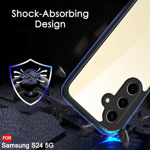 Image of TheGiftKart Ultra-Hybrid Crystal Clear Back Cover Case for Samsung Galaxy S24 5G | Shockproof Design | Camera Protection Bump | Transparent Back Cover Case for Samsung S24 5G (PC & TPU, Black Bumper)