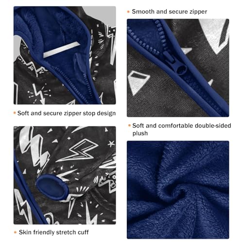 Image of Aflyko Boys Fleece Coat Blue Zip-Up Hoodie Girls Outerwear Kids Hooded Jacket
