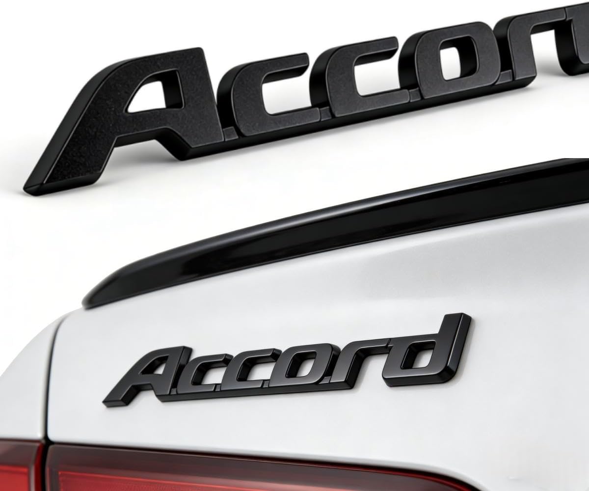 3D Emblem Replacement for Accord Parts Car Trunk Rear Door Badge Decal (B Black)