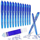 BBLIKE Radierbarer Kugelschreiber 12 Stücke Gelschreiber und 20 Friction Stifte Minen 0,7 mm Spitze Gel Stifte Kugelschreiber mit Radiergummi radierbarer Tintenroller Stifte radierbar(blau)