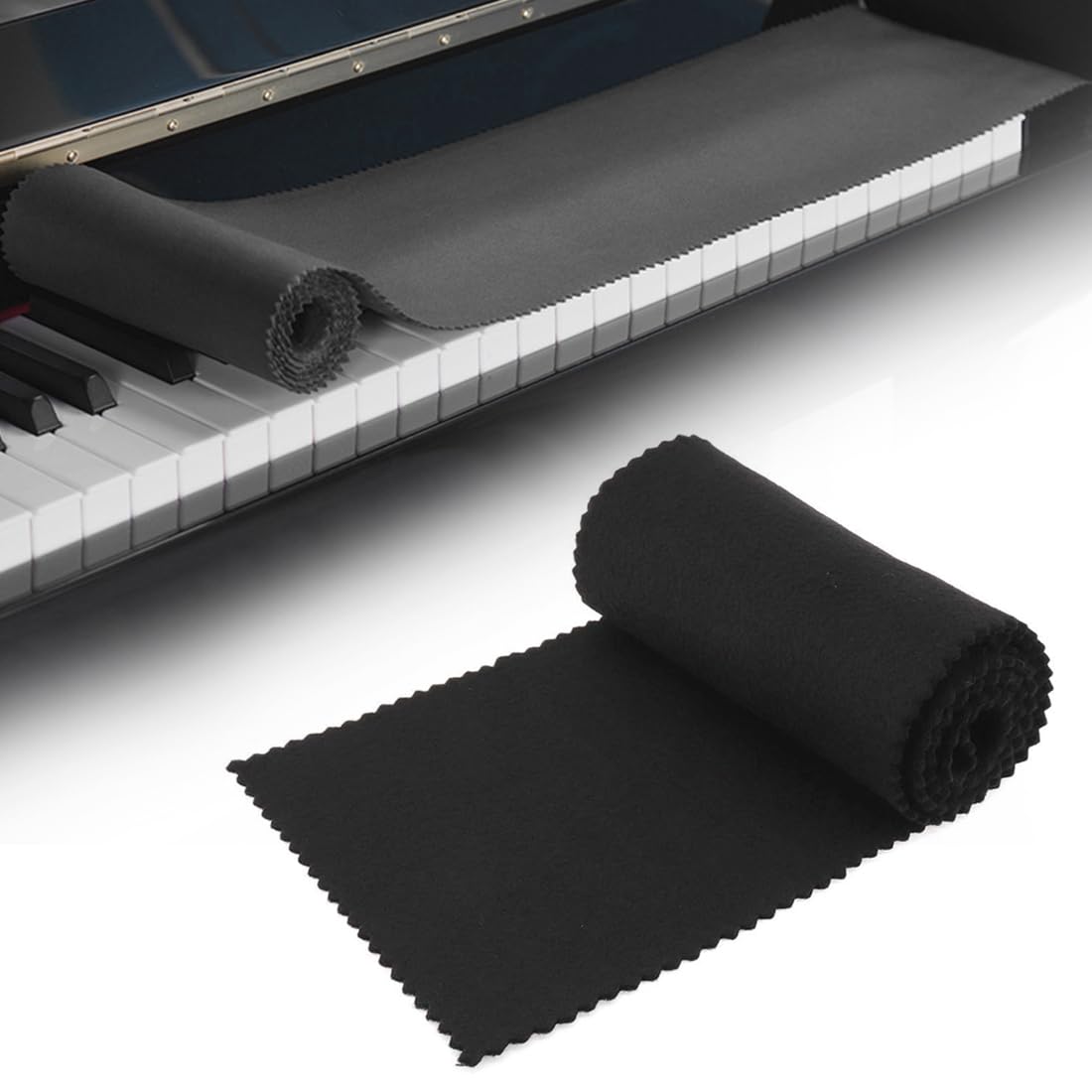 Staubschutz Für Klaviertastatur Reinigungstuch Anti-Dust Klavier Abdeckung Tuch Für 88 Tasten Klavier Elektronische Tastatur Gegen Staub (125 X 15 Cm Schwarz)