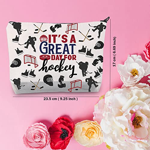 Hockey Gift Hockey Girls Zipper Cosmetic Bag Hockey Player Coach Gift Hockey Team Bag Ice Hockey Gift Field Hockey Gift for Hockey Lovers (U.Day for Hockey) - Image 2
