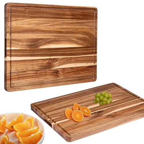 Tablas de Cortar PioneerWorks de Madera de Acacia, Rectangulares y Reversibles con Ranura Profunda para Jugos, Ideal para Carnes, Frutas y Verduras miniatura 3