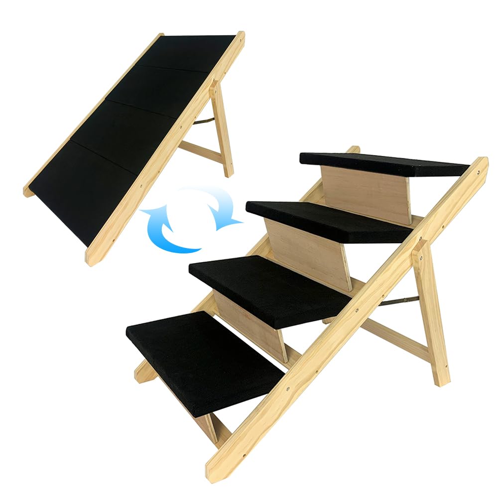 Hunderampe 2 in1 Haustiertreppe 100cm Faltbar Hundetreppe Rampe Hund Anti-rutsch Petwalk Hundeleiter Auffahrrampe Tiertreppe Hundeleiter Katzentreppe, 100x46x63cm (Typ B)