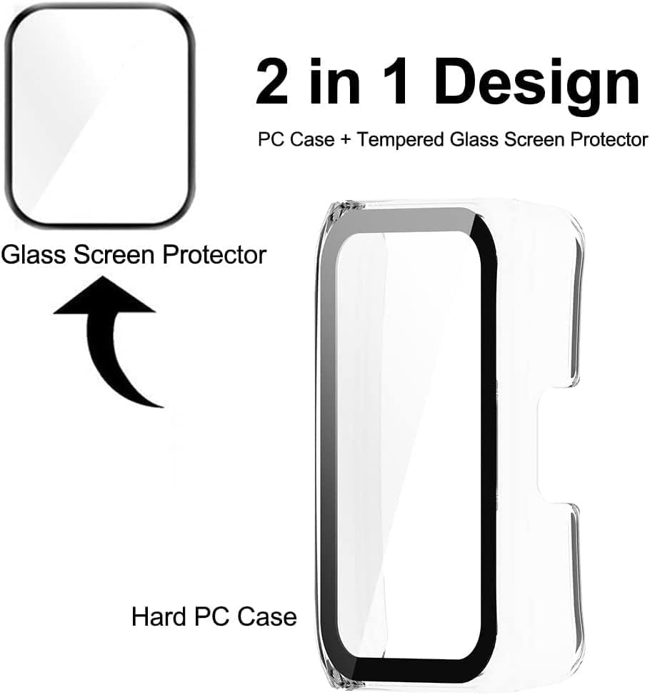 Miniatura 8 de Accdeny Paquete de 2 Funda con protector de pantalla de vidrio templado compatible con Huawei Band 7, dureza 9H, 360, ultrafina, funda protectora de