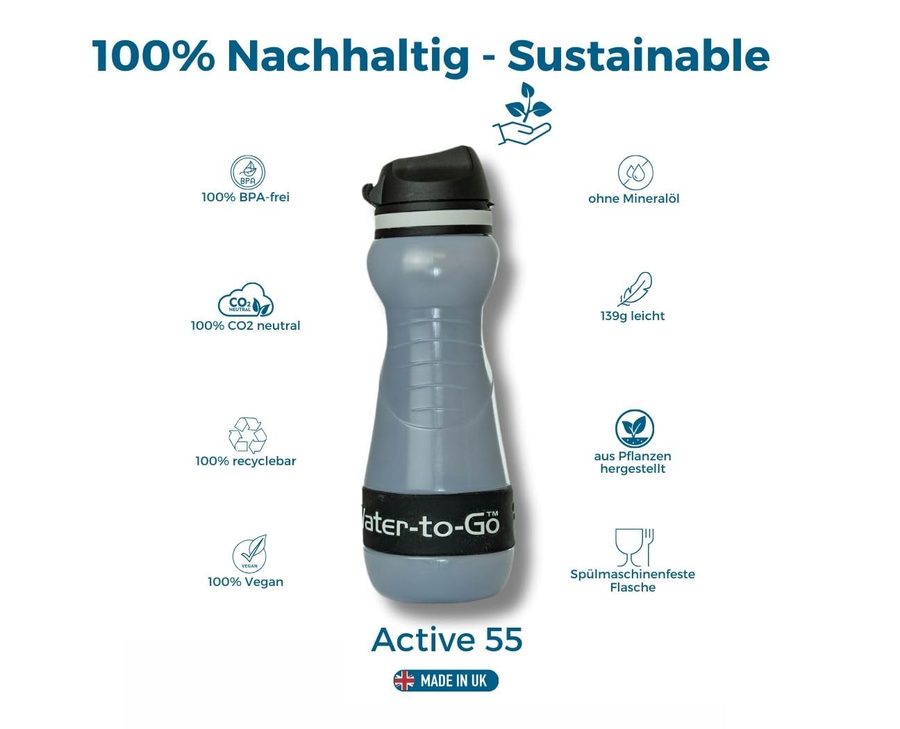 WATER TO GO Borraccia 0,55 L con Filtro - Acqua direttamente da fiume, lago o rubinetto | Ultraleggera e senza BPA | Capacità di filtraggio 200L | Perfetta per viaggi, kayak, campeggio e altro (Rosé)