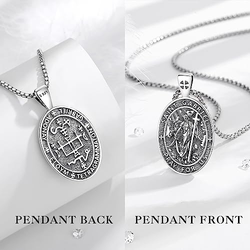 EUDORA 925 Sterling Silver St Christopher/St Benedict/St Michael/Virgin Mary/San Judas Tadeo/Good Shepherd Cross/Archangel Necklace Medal Pendant Protection Religious Amulet Jewelry For Men Women - Image 3