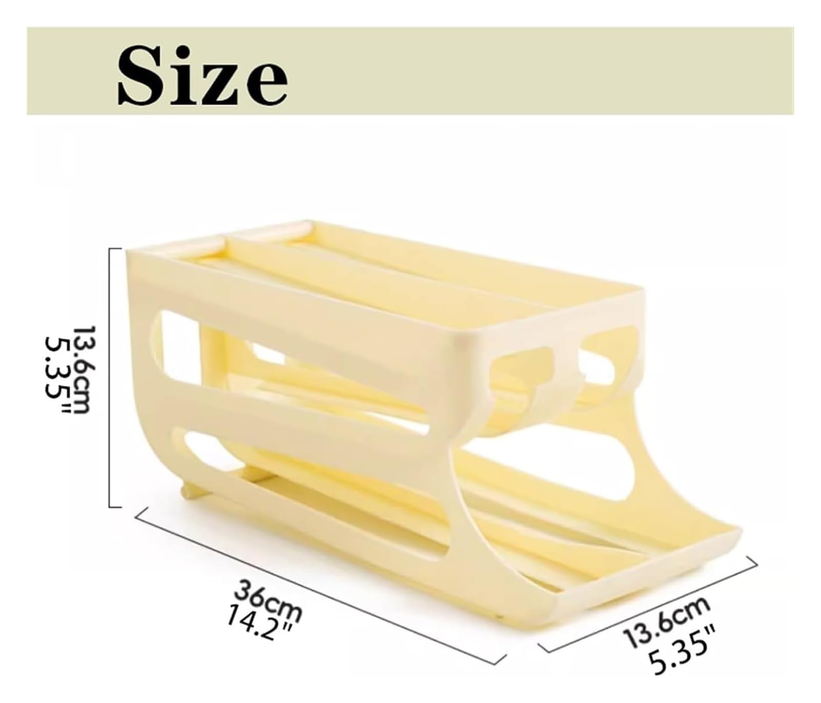 Eierhalter, 3-stufiger rollender Eierspender for 43 Eier, automatischer Eierroller-Kühlschrankbehälter(Beige)