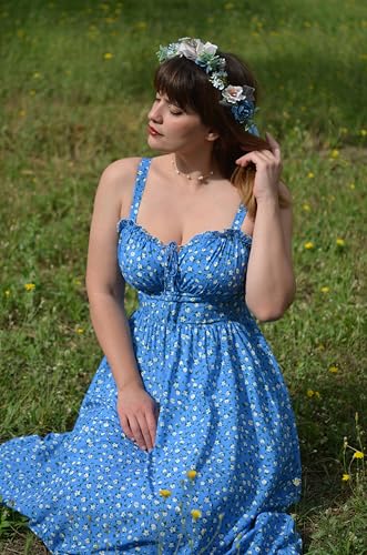 Image of Scarlet Darkness Summer Dresses for Women 2026 Floral Corset Dress Long Milkmaid Dress with Pocket