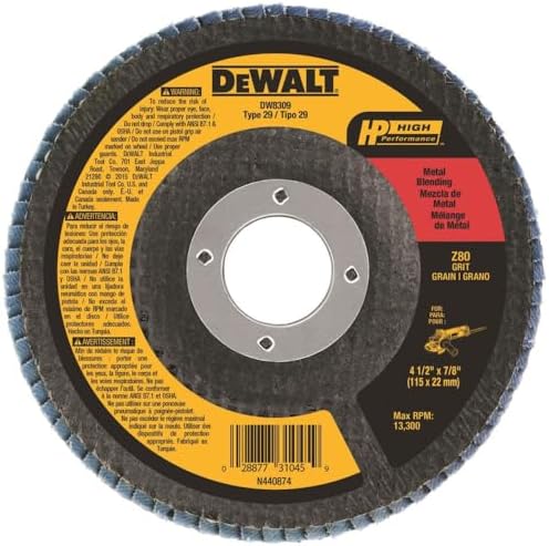 DEWALT Flap Disc, Zirconia, 4-1/2-Inch x 7/8-Inch, 80-Grit (DW8309)