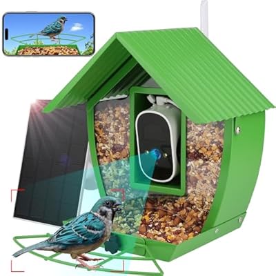 Smart Bird Feeder Camera with Solar Panel - AI Identification, Motion Detection, Wireless Video Capture for Bird Lovers - Metal Case