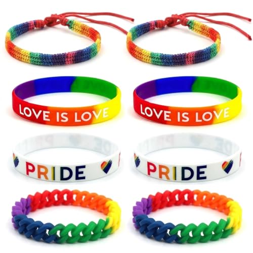 Czdtq 8 Pcs Rainbow Bracelets Gay Pride Rainbow Bracelet Gay Pride Accessories Prides Friendship Wristbands Men Women Unisex Prides Bracelet Woven Rainbows Wristband for Men Women Gay Lesbian