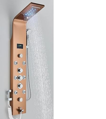 pomme de douche Ensembles de douche pour salle de bain nickel LED Panneau de douche à LED six fonctions Colonne de douche Pluie cascade de douche de douche à jets Spa Douche à baignoire avec baignoire