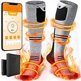 Heated Socks for Men Women, 5000mAh Rechargeable Electric Socks, Washable Hunting Socks, Heated Socks Women with APP Control for Hunting Skiing Fishing Hiking 2025 Upgraded (Gray)