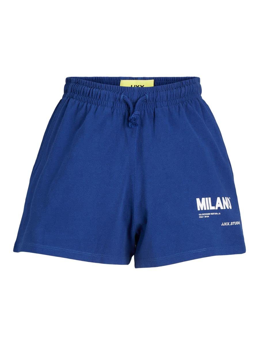 Jack & Jones Women's JXBALI HW Relaxed Vint Shorts, Sodalite Blue/Print:Bright White Milano Print, M