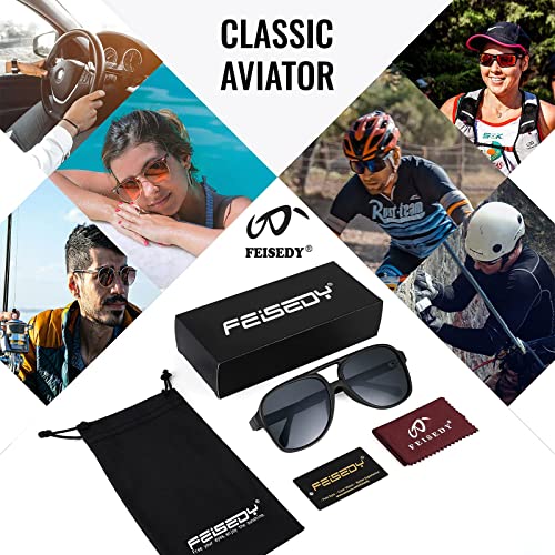 Image of FEISEDY Vintage Retro 70s Plastic Aviator Sunglasses Women Men Classic Large Squared Frame B2751