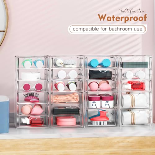 22 Drawers, Acrylic Desk Makeup Organizer, Plastic Drawers Organizer, Stackable Storage Solution for Makeup, Dresser, Office, Bathroom Clear Plastic Craft and Bead Storage Cabinet - Image 6