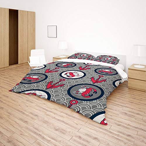 Funda de edredón king de poliéster matrimonial con estampado de anclas 5