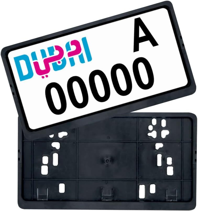 ROADPOWER Car Front Back Number Plate Holder for UAE Small- Black ( Pack of 2 Holder)