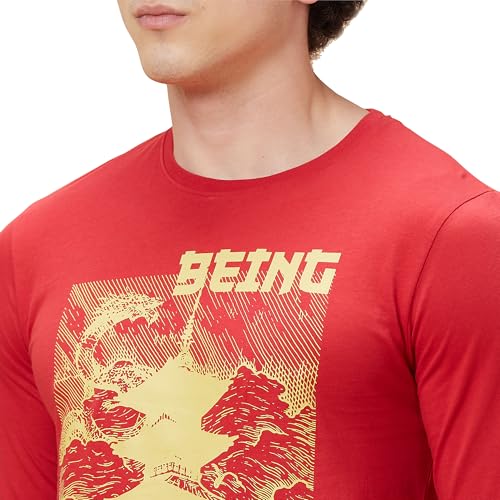 Image of Being Human Red Regular Fit Men's Long Sleeves T-Shirt Clothing