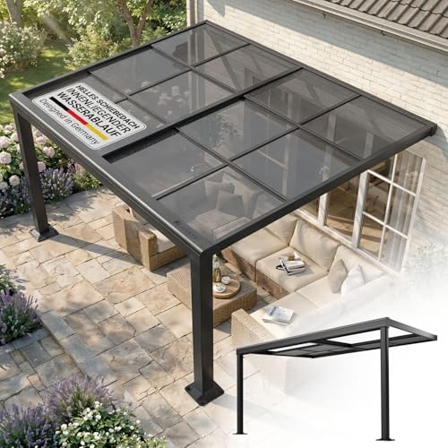Juskys Terrassenüberdachung 4x3 m mit Schiebedach...