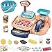 Elektronische Kasse Spielzeug Supermarkt Kasse mit Taschenrechner Scanner und Sound Waage Einkaufskorb Spielgeld Rollenspiel Spielzeug Kaufladen Zubehör für Kinder ab 3 Jahre