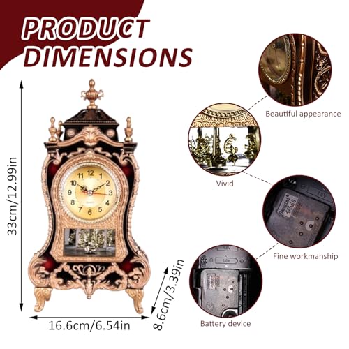Reloj vintage retro de mesa analógico con alarma de escritorio y doce sonidos 4