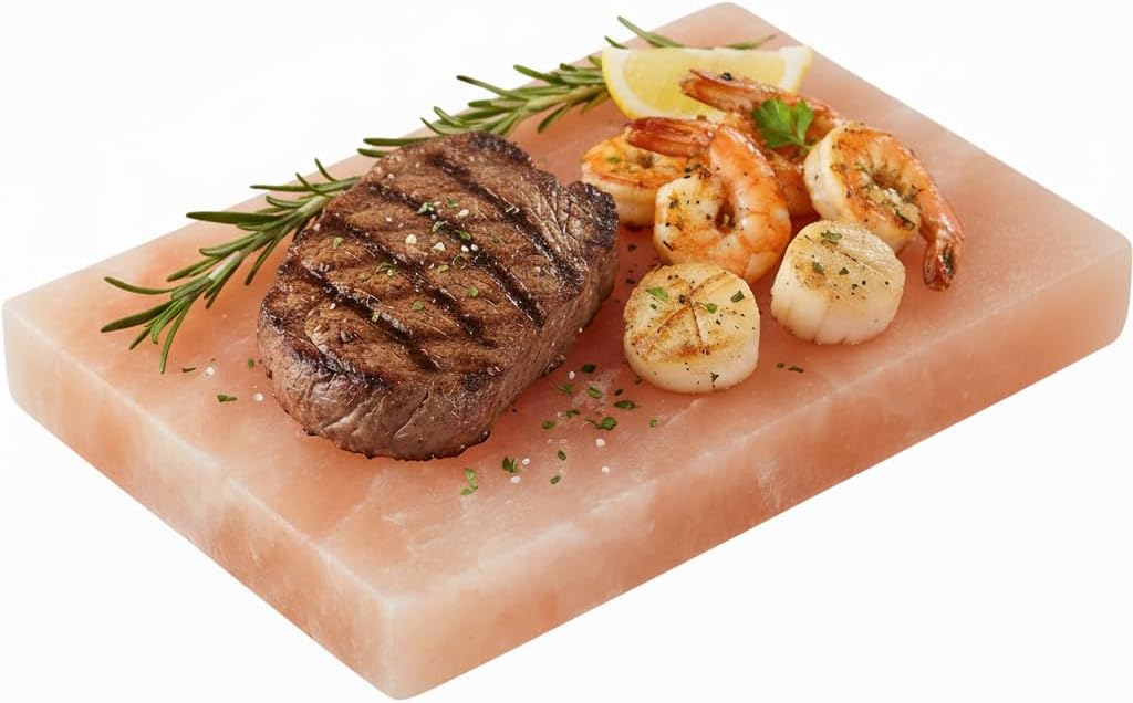 Onlyfire Himalayan Salt Block For Grilling, Cooking, Searing, Cutting and Serving, 12" X 8" X 1.5" Food Grade Himalayan Pink Salt Stone Natural Salt Rock, BBQ Cooking Gifts for Cooks, Men, Women, Chef