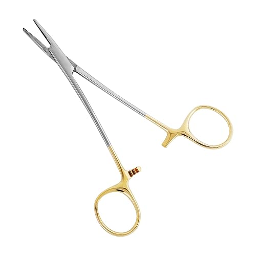 Miniatura 8 de Controlador de agujas de 6.3 pulgadas con inserciones dentadas cruzadas de carburo de tungsteno, tijeras quirúrgicas dentales, kit de práctica de