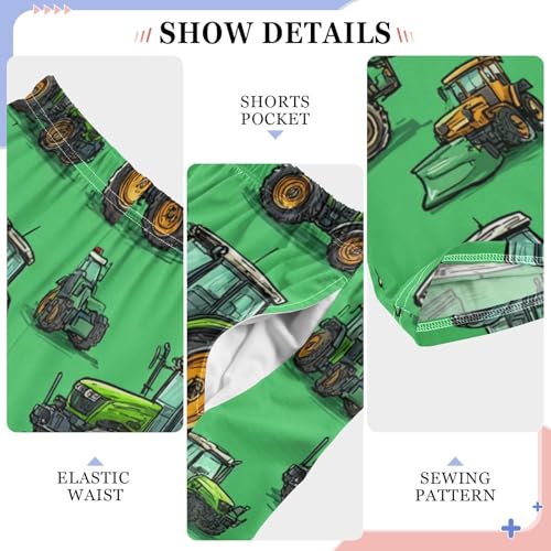 Cute Tractor Green Pattern Pajama Lounge Pants with Pockets Sleepwear Soft Elastic Waist PJ Bottoms 6-14 Years4