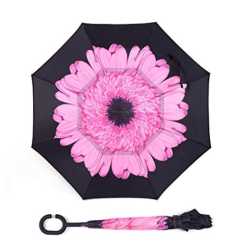 image for Owen Kyne Windproof Double Layer Folding Inverted Umbrella, Self Stand