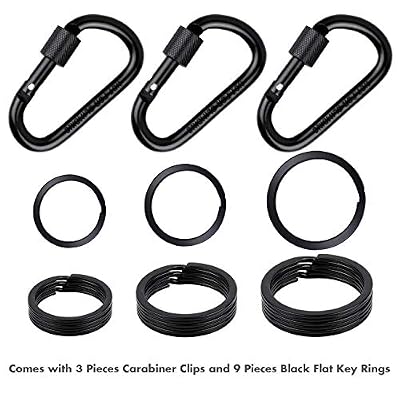 Cridoz Locking Carabiner D Ring Clips with Flat Key Ring