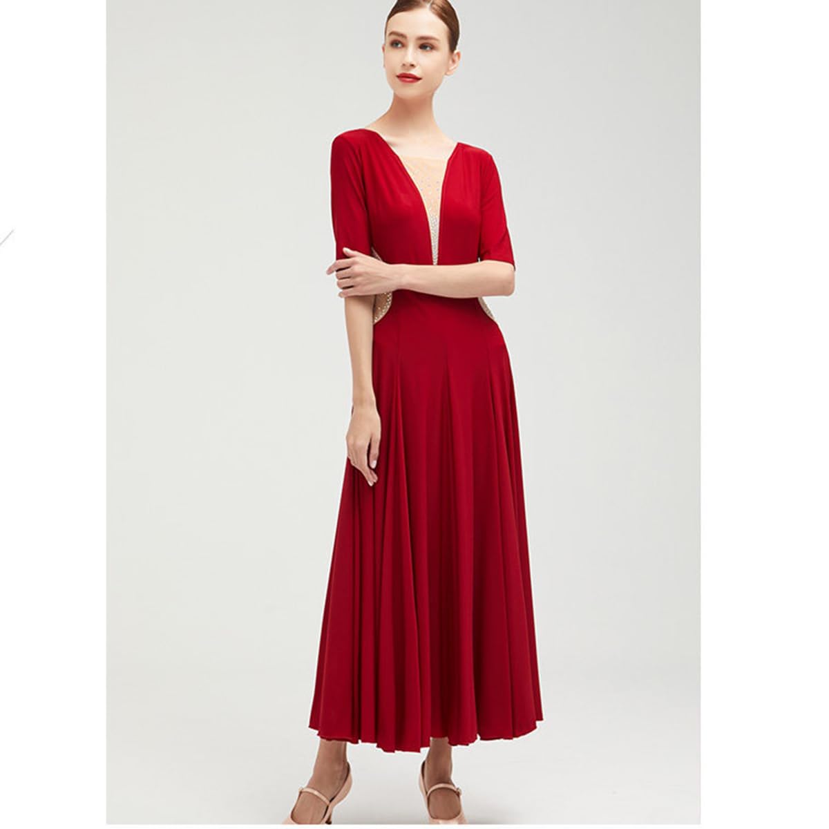 Vestido de Baile de Salón para Mujeres, Ropa de Baile de Vals Moderno, Vestido de Flamenco para Prom y Fiesta, Disfraz Lírico