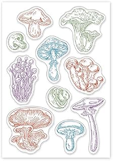 GLOBLELAND Mushroom Clear Stamps Mushroom Silicone Stamp Seal Transparent Silicone Stamps for Card Making Journal Decoration and DIY Scrapbooking