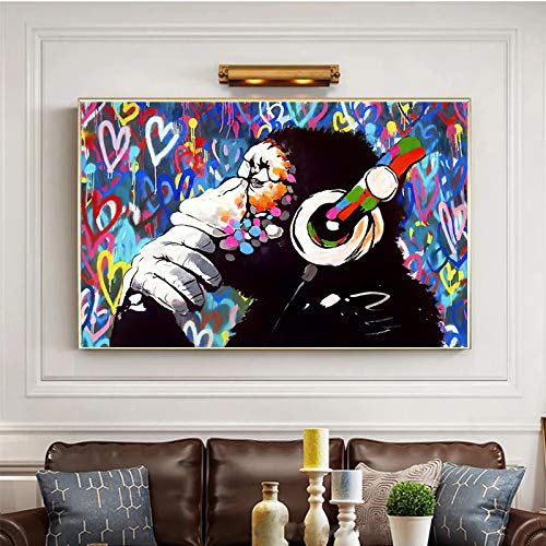 Poster singe écouteur pour raviver un mur blanc triste - 4