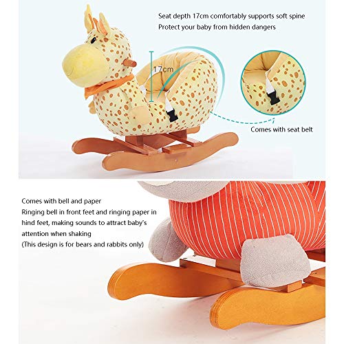 ZhaoXH-Schaukelpferd Baby Schaukelpferd Holzplüsch Schaukelpferd Spielzeug Schaukeltier Kleinkind Fahrt Auf Spielzeug… – Bild 5