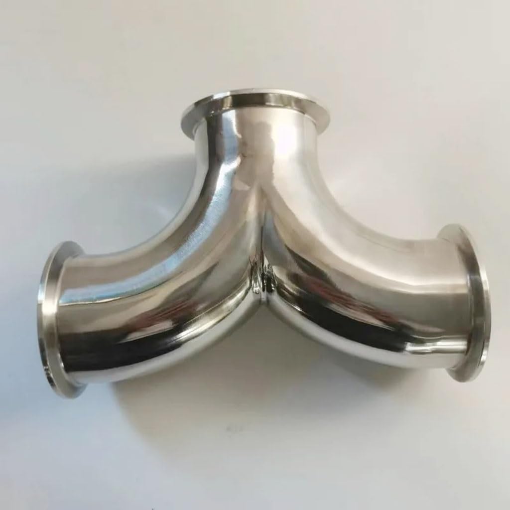 Raccordi Idraulici 1PCS 25-63mm Tubo OD X1.5-2.5 "Tri Morsetto A Forma di Y Gomito 3 Vie SUS 304 in Acciaio Sanitario Raccordo Homebrew Birra Vino(63mm x Ferrule 77.5)