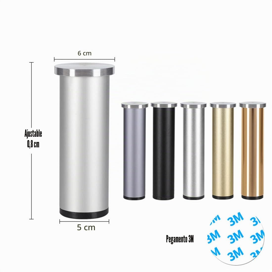 4 Piezas Pies de la mesa de centro de cristal Aluminio Aleación Patas de gabinete regulables sin puñetazos Pies de metal autoadhesivo Piernas de apoyo mueble de baño (35cm,lijado negro)