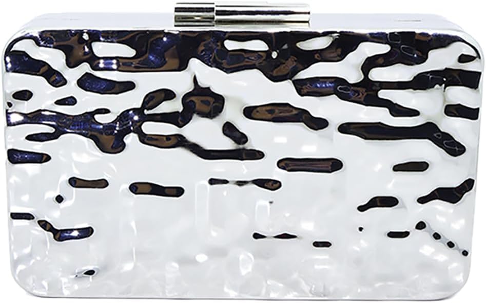 Women Sparkly Clutch Purse Unique Metallic Evening Bag Metal Box Handbag Purse Wedding Party Clutch Shoulder Bag