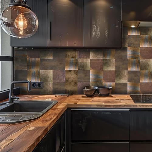 Image of 40 PC Pack (6X6) Thin Art Artistic Bohemian Peel and Stick Wall Sticky Backsplash Vinyl Waterproof Removable Tile Sticker Decals for Bathroom & Kitchen, (F, 6X6)