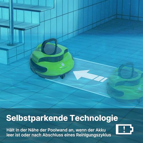POOLPURE 2025 Neu Pool Robot, 55 Wh-120 Minutes Cleaning Time, Double Motor, LED Indicators, Self-Parking Function, IPX8 Waterproof, Wireless Pool Vacuum Cleaner, for Built-in Flat Pools – Bild 6